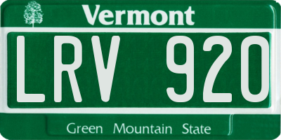 VT license plate LRV920
