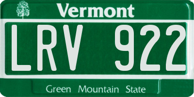 VT license plate LRV922