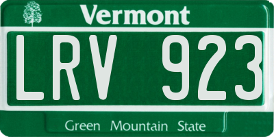 VT license plate LRV923