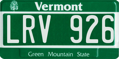VT license plate LRV926
