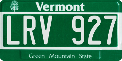 VT license plate LRV927
