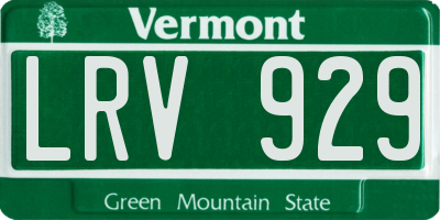 VT license plate LRV929