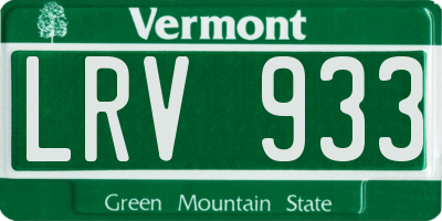 VT license plate LRV933