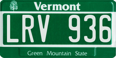 VT license plate LRV936