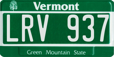 VT license plate LRV937