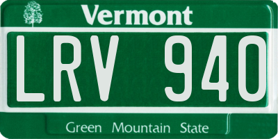 VT license plate LRV940