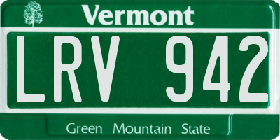 VT license plate LRV942