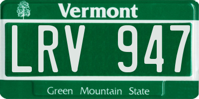VT license plate LRV947