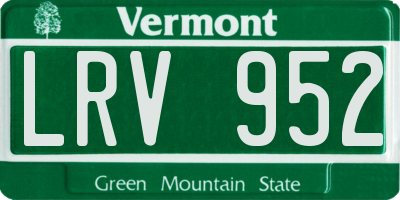 VT license plate LRV952