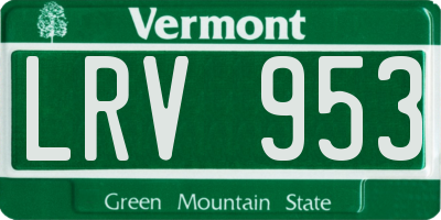 VT license plate LRV953