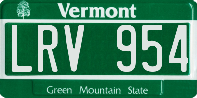 VT license plate LRV954