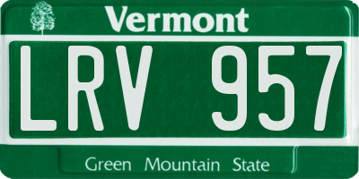 VT license plate LRV957