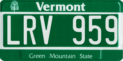 VT license plate LRV959