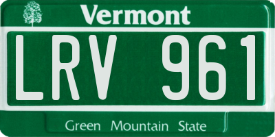 VT license plate LRV961