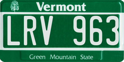 VT license plate LRV963