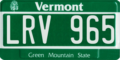 VT license plate LRV965