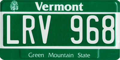 VT license plate LRV968