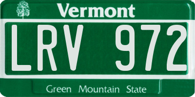 VT license plate LRV972