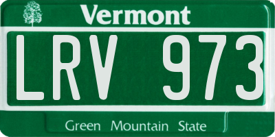 VT license plate LRV973