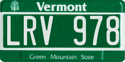 VT license plate LRV978