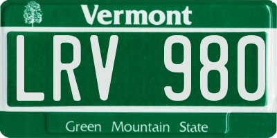 VT license plate LRV980