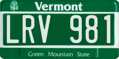 VT license plate LRV981