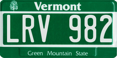 VT license plate LRV982