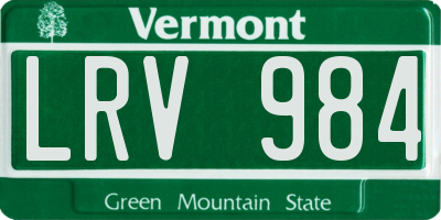 VT license plate LRV984