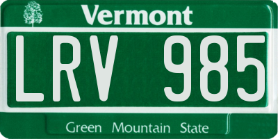VT license plate LRV985