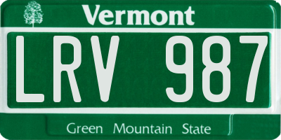 VT license plate LRV987