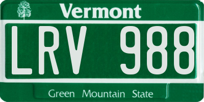 VT license plate LRV988