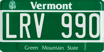 VT license plate LRV990