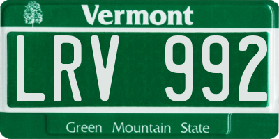 VT license plate LRV992