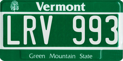VT license plate LRV993
