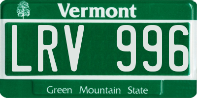 VT license plate LRV996