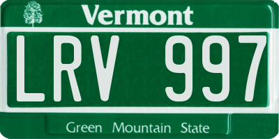 VT license plate LRV997