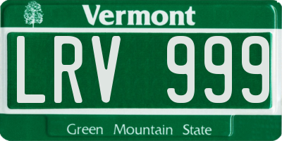 VT license plate LRV999