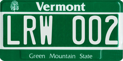 VT license plate LRW002