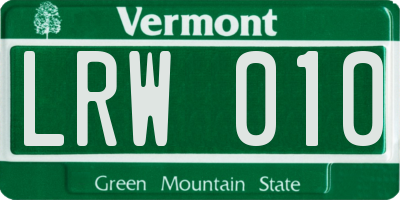 VT license plate LRW010