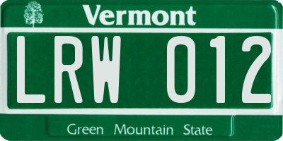 VT license plate LRW012