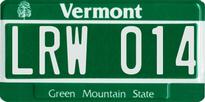 VT license plate LRW014