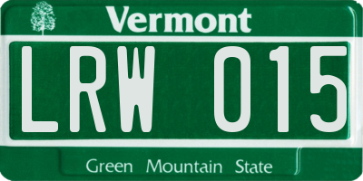VT license plate LRW015