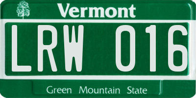 VT license plate LRW016