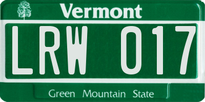 VT license plate LRW017