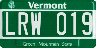 VT license plate LRW019