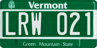 VT license plate LRW021