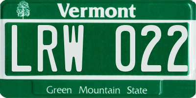 VT license plate LRW022