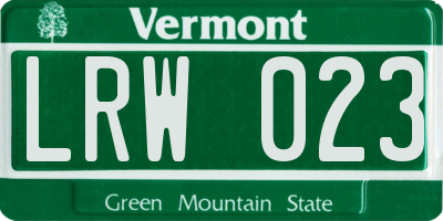 VT license plate LRW023