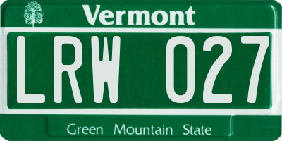 VT license plate LRW027
