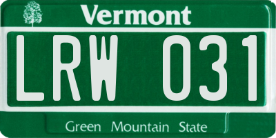 VT license plate LRW031